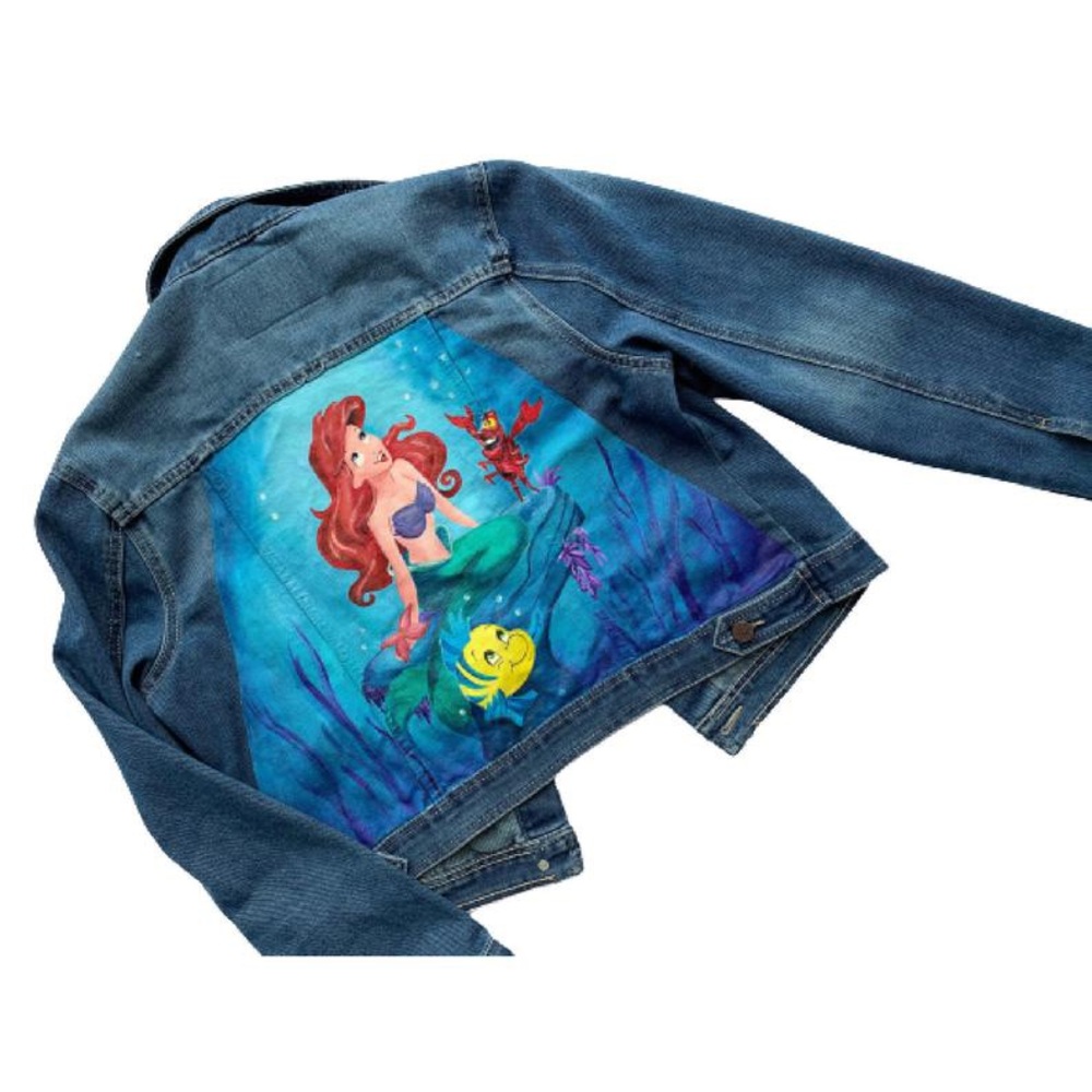Hand painted Little Mermaid Ariel Denim Jacket NEW